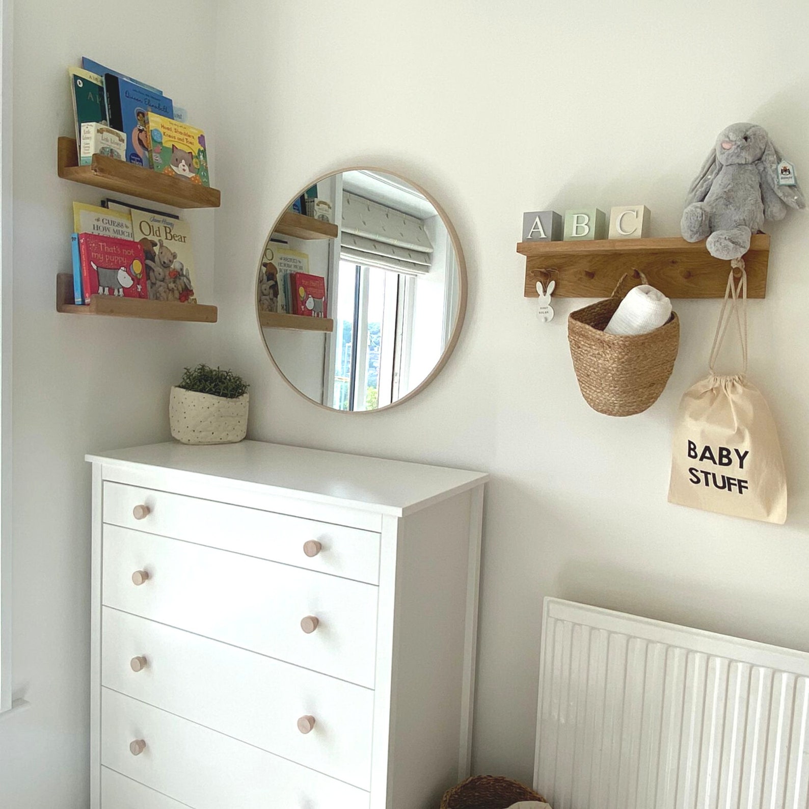 Shaker Peg Rail Oak Peg Shelf Nursery Shelf With Hooks Etsy UK