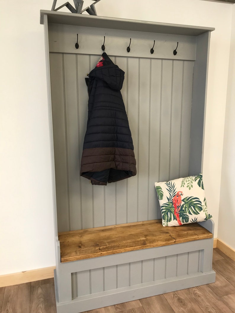 Tall Monks Bench with Coat Hooks Shoe Storage with Seat for | Etsy