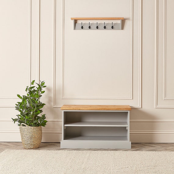 Painted Shoe Rack With Bench Hallway Bench With Seat Rustic Shoe Storage  for Entryway Five Farrow and Ball Colours Available 