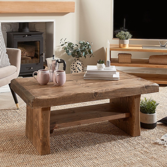 Rustic Coffee Table Made From Solid, Solid Wood Coffee Tables And End