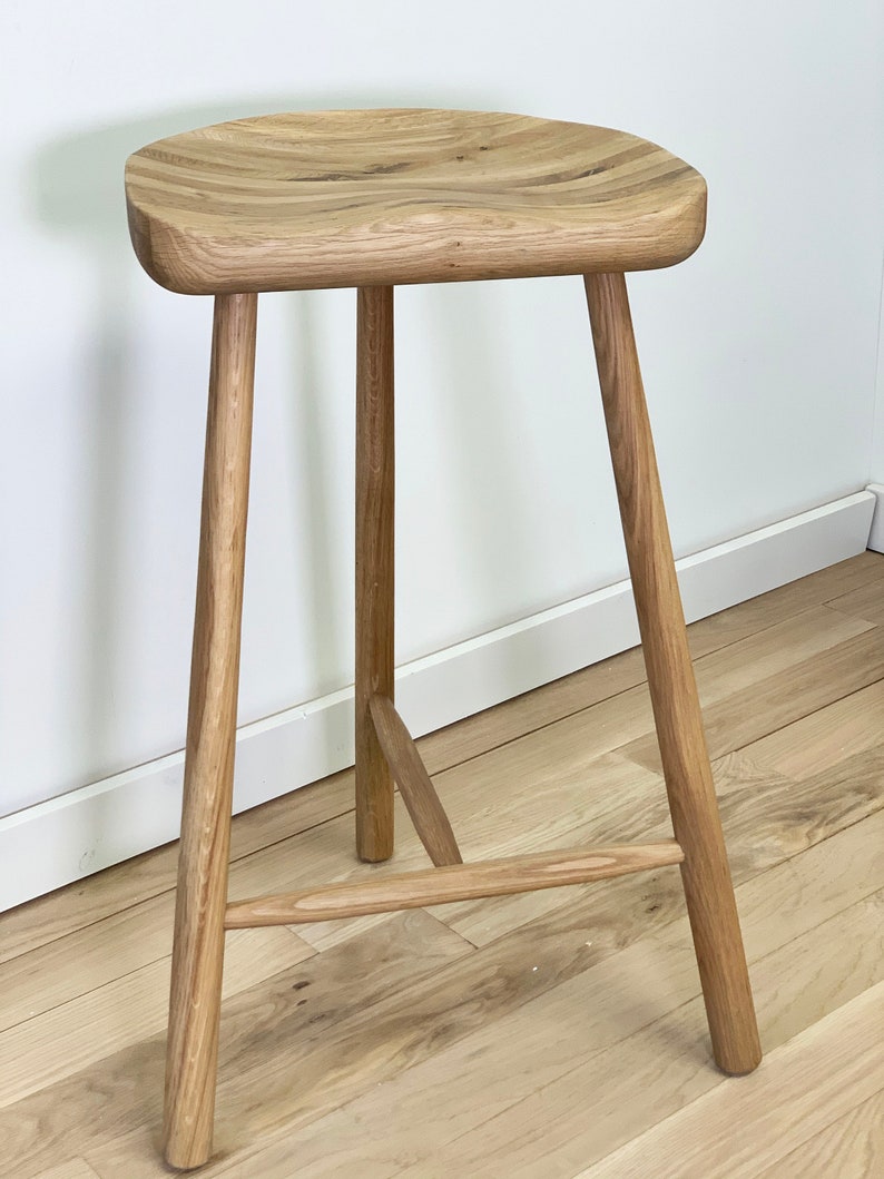 Weathered Oak Three Leg Bar Stool Farmhouse Breakfast Bar | Etsy
