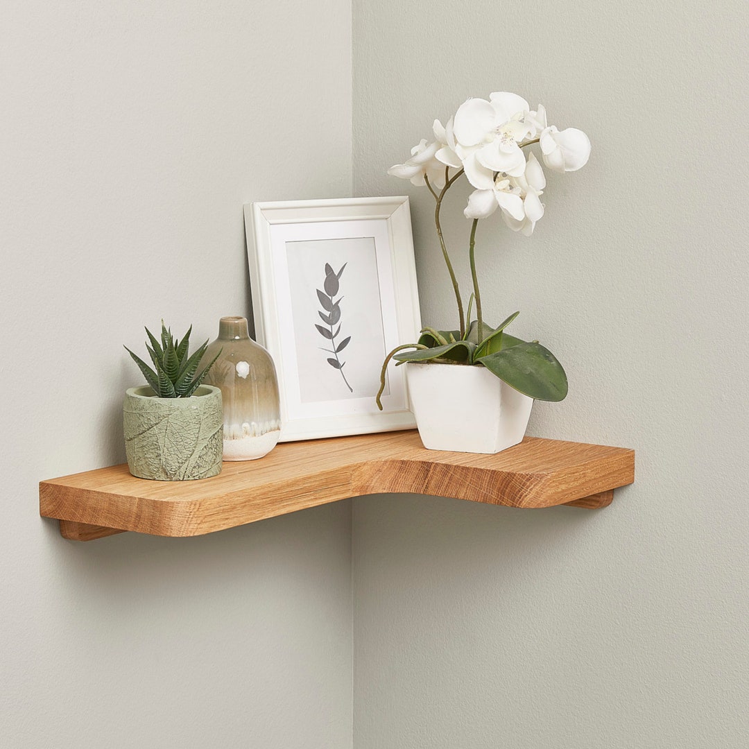 Oak Corner Shelf Oak Floating Shelves Solid Oak Floating Etsy