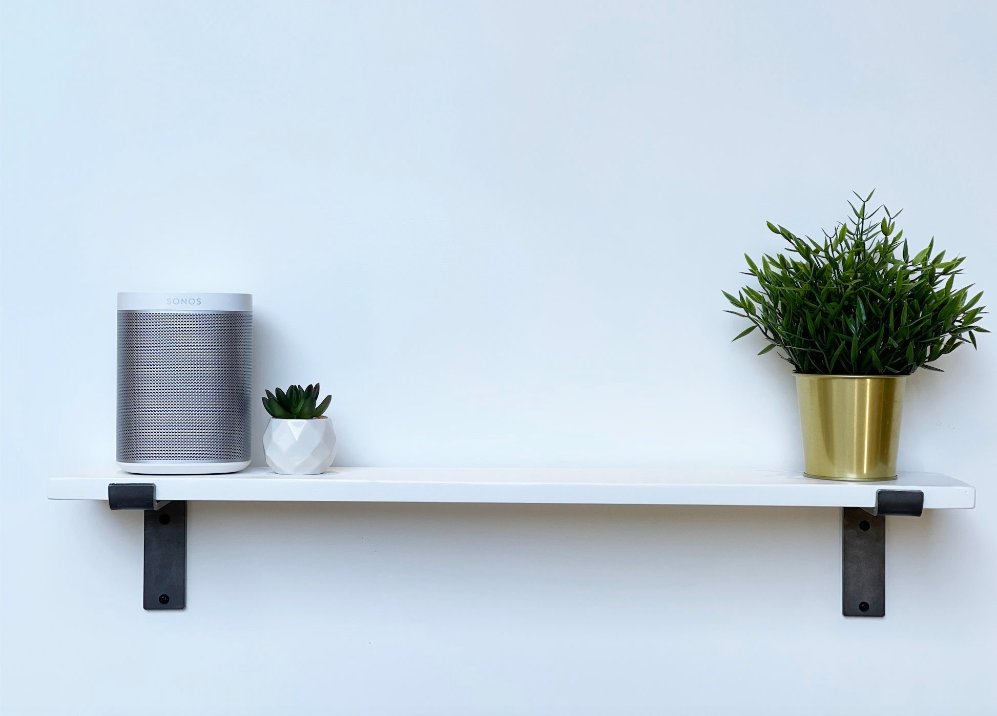 White Wooden Shelf Painted Wall Shelves With Inverted Metal Etsy Ireland