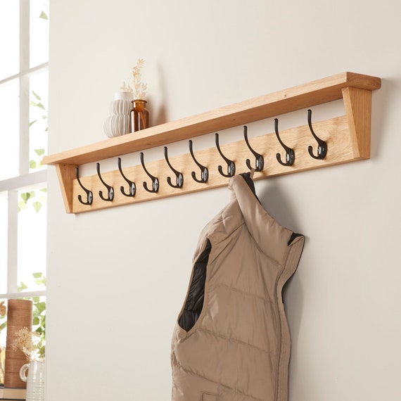 18 Large Wooden Coat Hanger - Natural with Chrome Clips