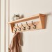 Oak coat rack with shelf- wooden entryway shelf with cast iron finish hooks