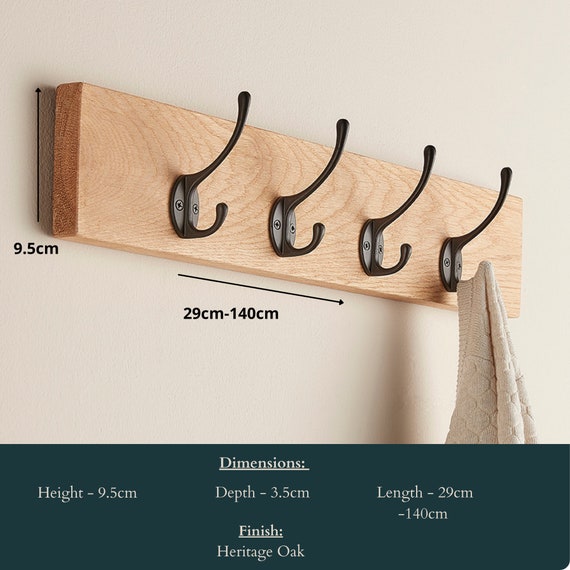 Oak Coat Rack With Steel Hooks Wood Coat Hanger Etsy Denmark
