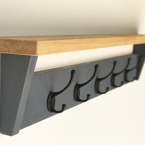 Stiffkey Blue Coat Rack With Shelf Wall Mountable Coat Hanger Etsy UK