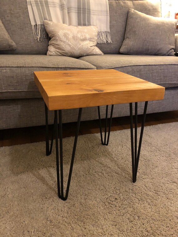 Vintage Rustic End Table Nightstand Hairpin Legs Small Metal Etsy