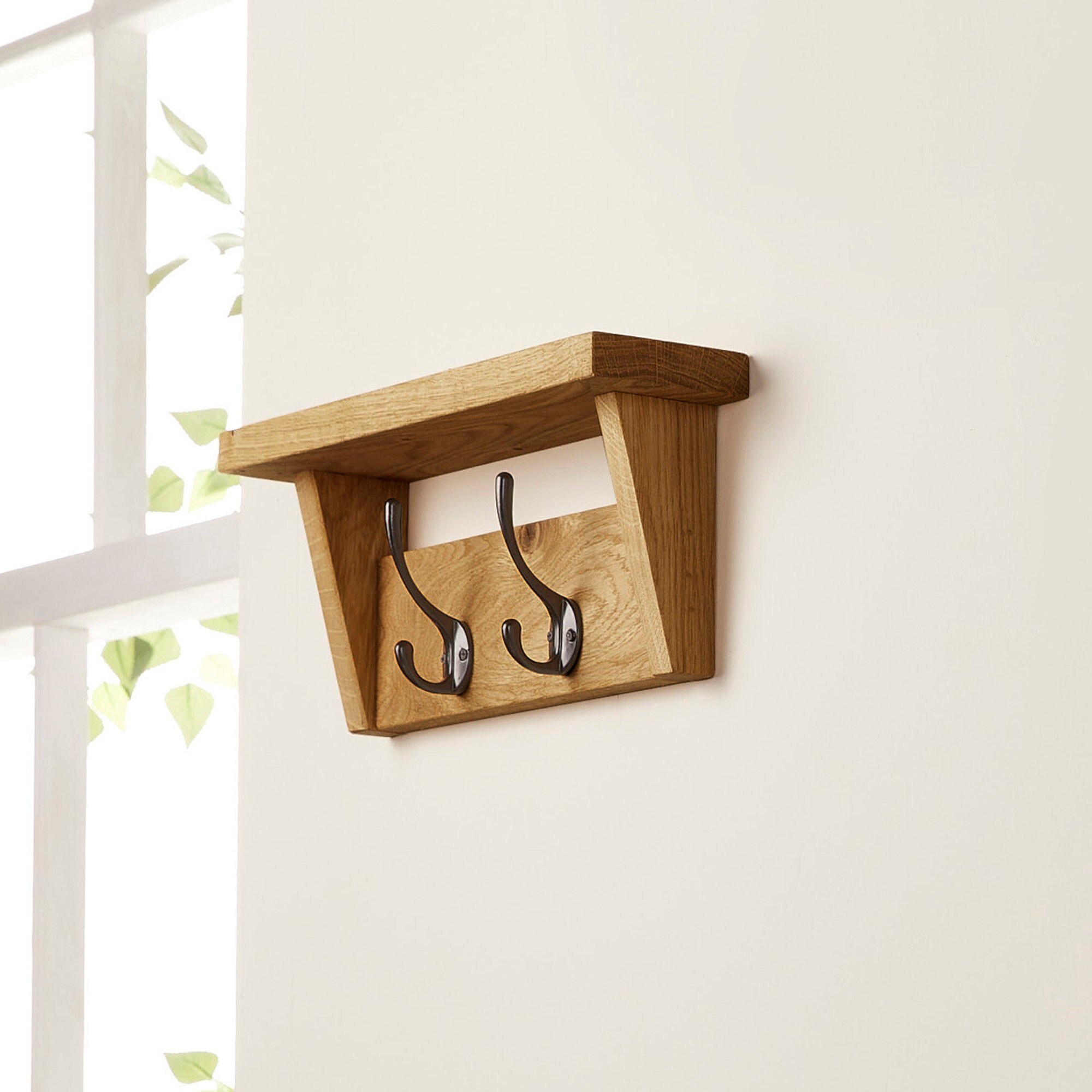 Walnut Coat Rack With Shelf Made From Oak Wooden Vintage Etsy UK