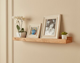 Wooden Picture Shelf - Oak Picture Ledge - Floating Wooden Shelf