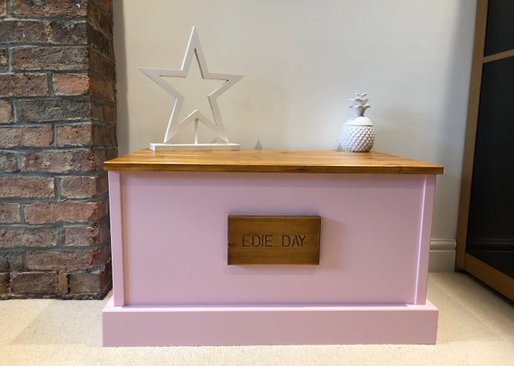 wooden toy chest with shelves