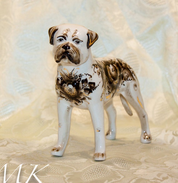 Bull Mastiff Figurine Hand Painted Statue
