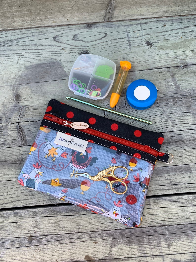 Knitting Notions Pouch Clear Notions Case Clear Zippered Etsy