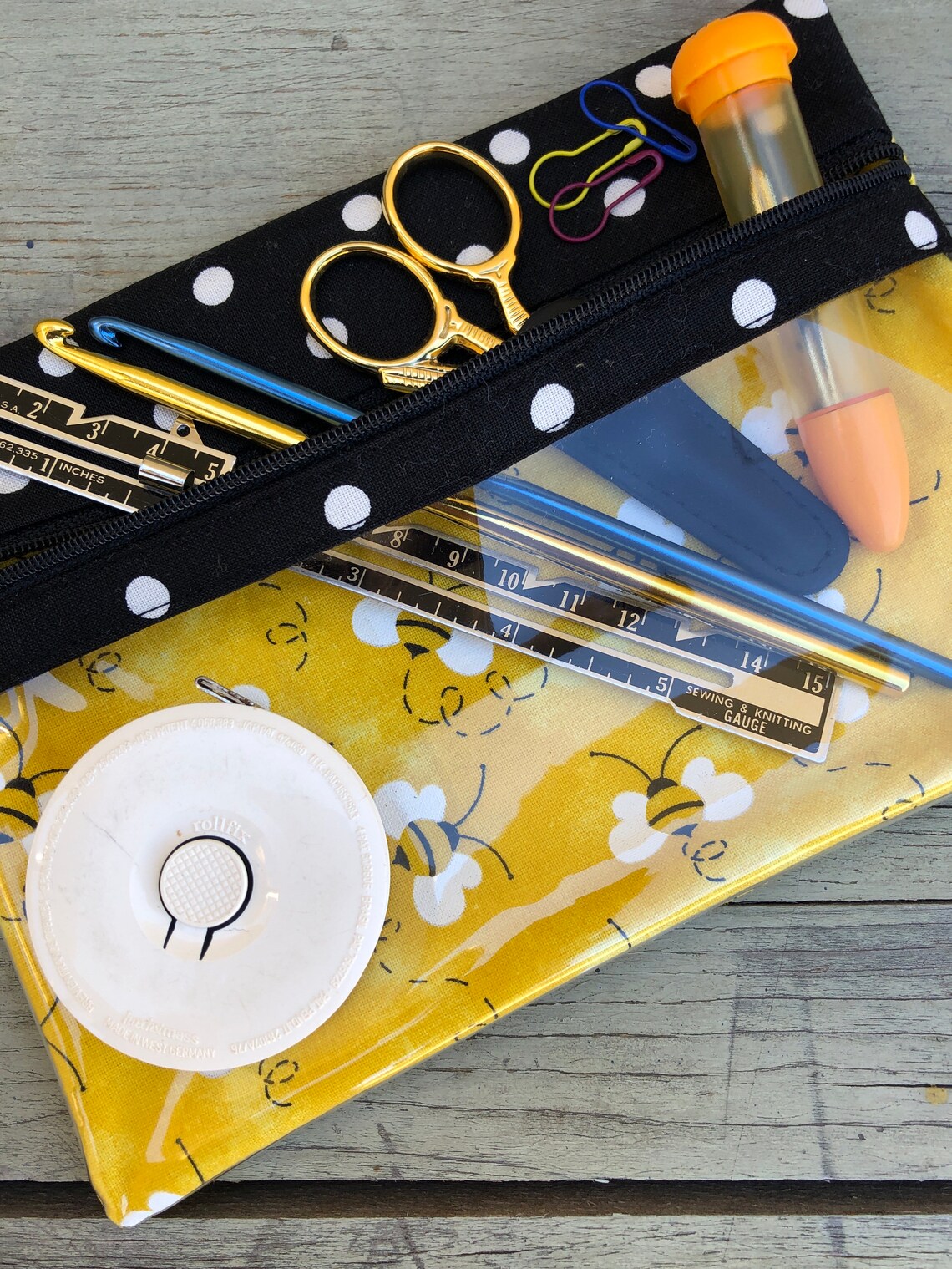 Knitting Notions Pouch Clear Notions Case Clear Zippered Etsy