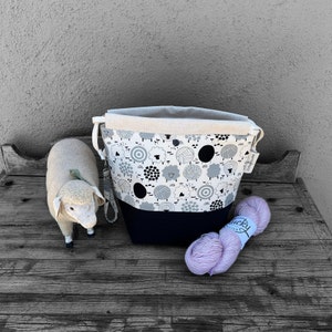 Large Knitting Project Bag -Large Knitting Bag - Craft Project Bag -Knitting Sack - Sheep Yarn Balls