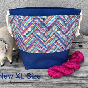 Extra Large Project Bag-XL Knitting Bag Drawstring Project Bag Extra Large Crochet Project Sack Knitter Birthday Gift Handmade Project Bag