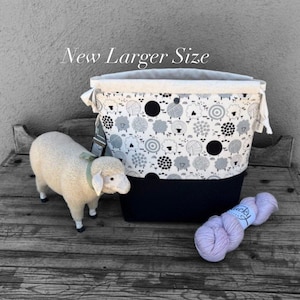 Extra Große Projekttasche-XL Stricktasche Kordel Projekt Tasche Extra Große Projektsack Stricker - Schaf Garnbällchen