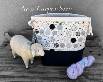 Extra Large Project Bag-XL Knitting Bag Drawstring Project Bag Extra Large Project Sack Knitter - Sheep Yarn Balls