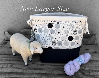 Extra Large Project Bag-XL Knitting Bag Drawstring Project Bag Extra Large Project Sack Knitter - Sheep Yarn Balls