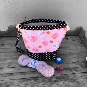 Large Knitting Project Bag -Large Knitting Bag - Craft Project Bag -Knitting Sack - Japanese Kitty