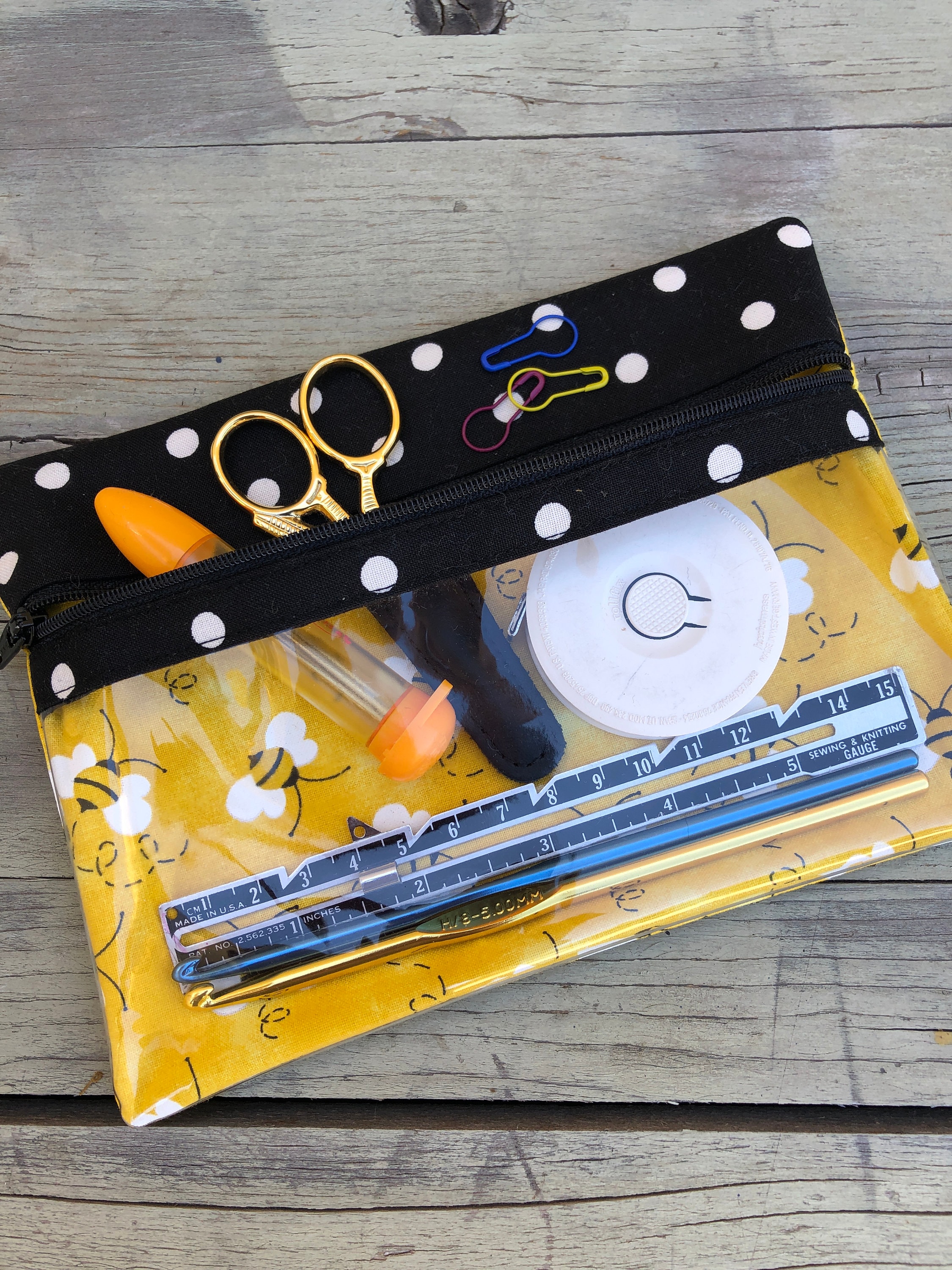 Knitting Notions Pouch Clear Notions Case Clear Zippered Etsy