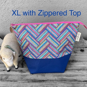Extra Large Project Bag-XL Knitting Bag Zippered Project Bag Extra Large Crochet Project Sack Knitter Birthday Gift Handmade Project Bag