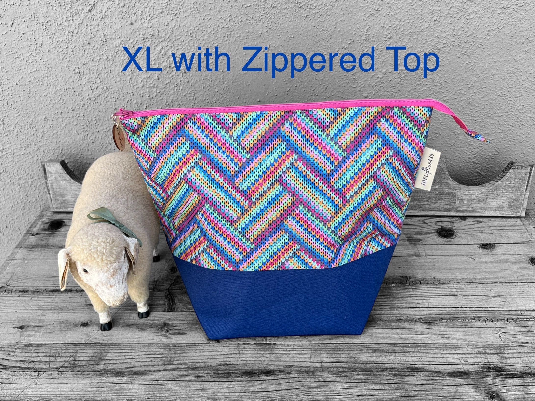 Extra Large Project Bag-XL Knitting Bag Zippered Project Bag Extra Large Crochet Project Sack Knitter Birthday Gift Handmade Project Bag