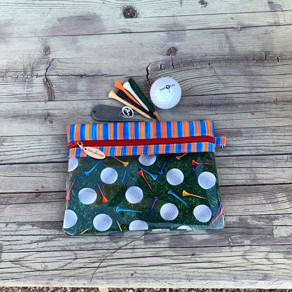 Golf Gift - Golf Pouch - Golf Pouch for Tees - Golf Accessory Pouch - Golf Zipper Case - Make Up Bag - Golf Cosmetic Case