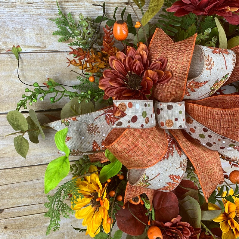 Fall wreath, Autumn Leaves, Farmhouse Thanksgiving image 9