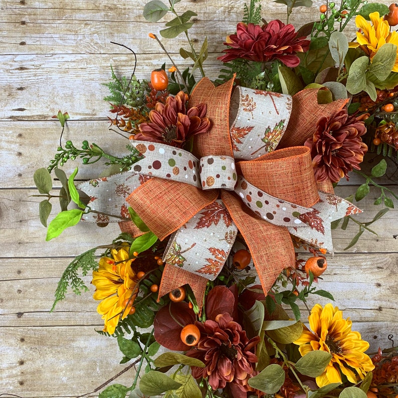 Fall wreath, Autumn Leaves, Farmhouse Thanksgiving image 2