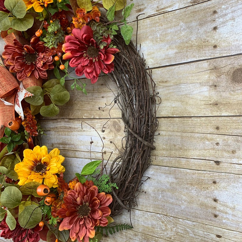 Fall wreath, Autumn Leaves, Farmhouse Thanksgiving image 4