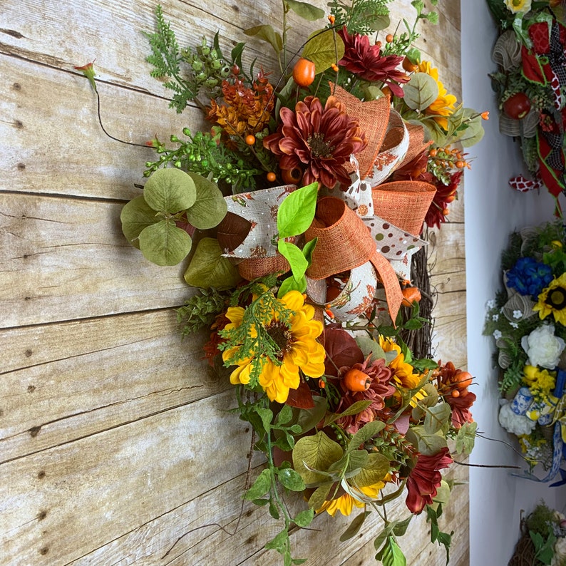 Fall wreath, Autumn Leaves, Farmhouse Thanksgiving image 3