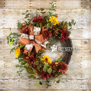 Fall wreath, Autumn Leaves, Farmhouse Thanksgiving image 1