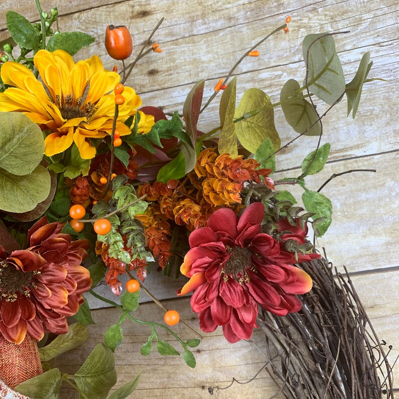 Fall wreath, Autumn Leaves, Farmhouse Thanksgiving image 8