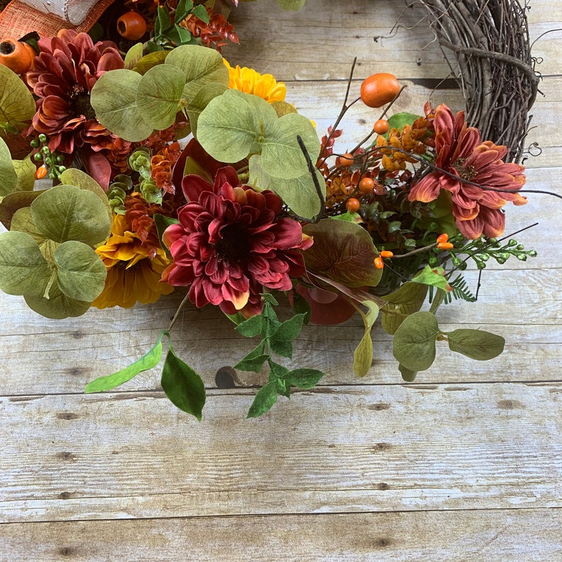 Fall wreath, Autumn Leaves, Farmhouse Thanksgiving image 5