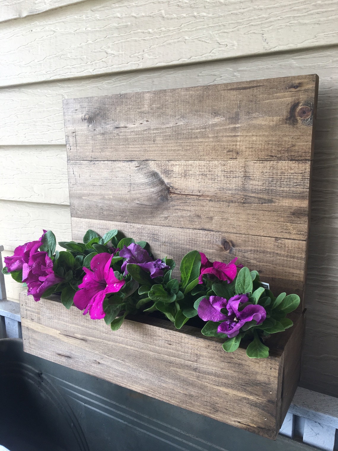 Handmade Hanging Flower box with a beautiful Walnut finish Etsy
