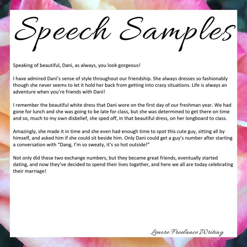 Matron of Honor Wedding Speech Order Etsy