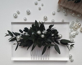 Hair accessories: "E13" - hair comb - eucalyptus - dried flowers - hair accessories - bride - pearls