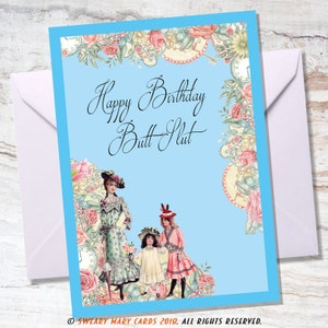 Carte d'anniversaire drôle grossière - voeux obscènes sales - joyeux anniversaire cul salope ! Carte d'anniversaire amusante à l'ancienne pour lui, elle et les gays aussi !