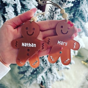 Personalized Gingerbread Christmas Ornaments Girl Gingerbread - Boy Gingerbread Christmas Kids Ornament custom gingerbread ornament tag