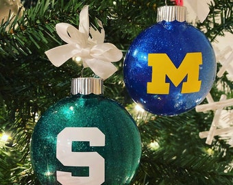 Michigan State Spartans Ornament - University of Michigan Wolverines Ornament - michigan college football - Football ornament