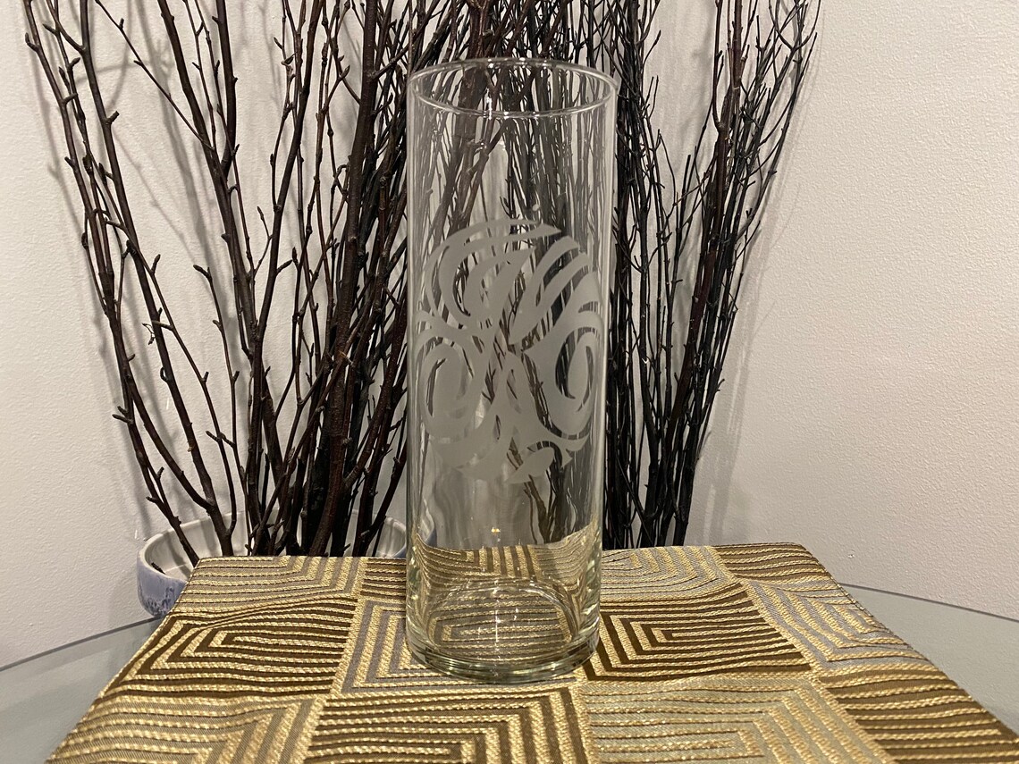 Etched Glass Personalized Cylinder Vase Personalized Wedding Etsy