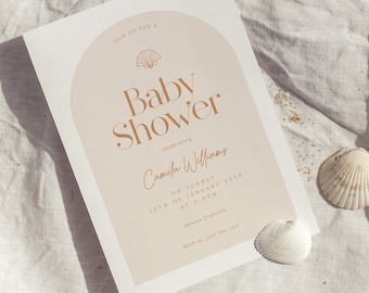 Shell Baby Shower Invitation • Boho Beach Baby Shower Invite • Coastal Baby Shower Invite • Gender Neutral Baby Shower Invite • PRINTABLE
