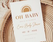 Oh Baby Invite, Boho Baby Shower Invite, Rainbow Baby Shower Invitation, boho gender neutral baby shower invitation - DIGITAL