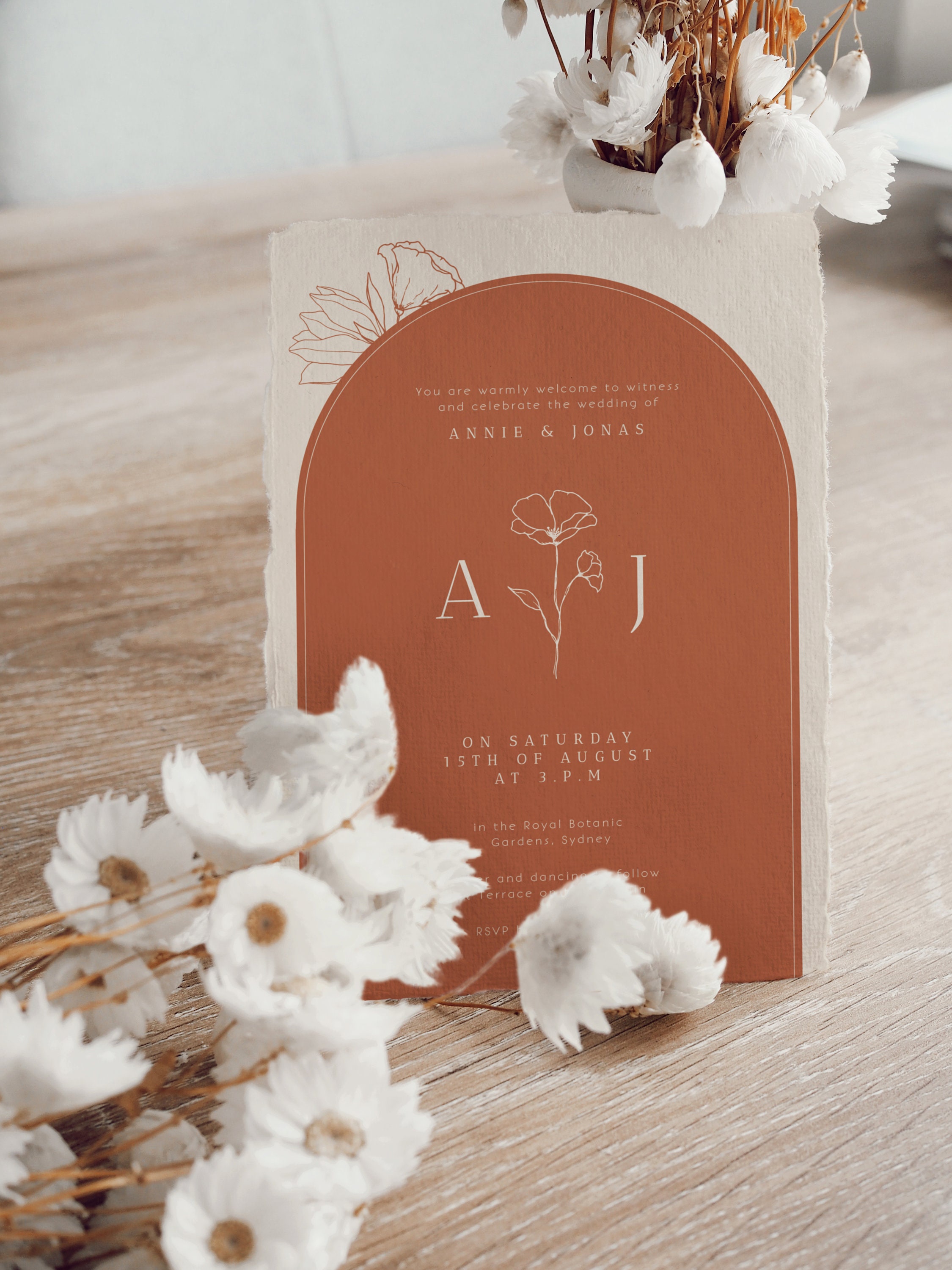 Boho Wedding Invitation Boho Arch Printable Invite | Etsy Australia