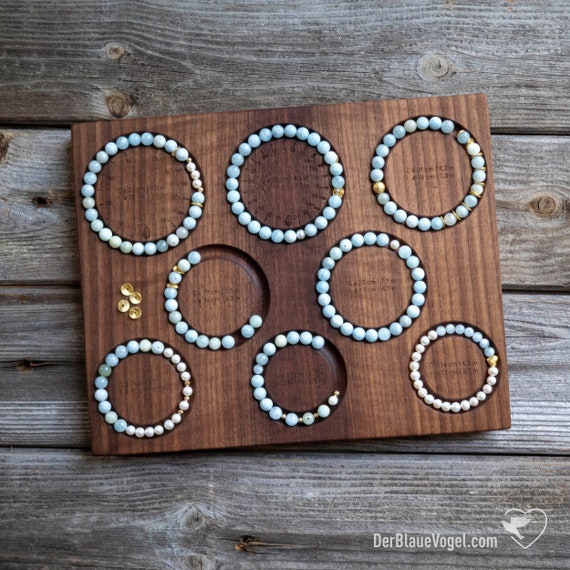 Medium Bracelet Board 05 Made of Wood With Grooves for Bracelets up to 23  Cm Center Diameter. 