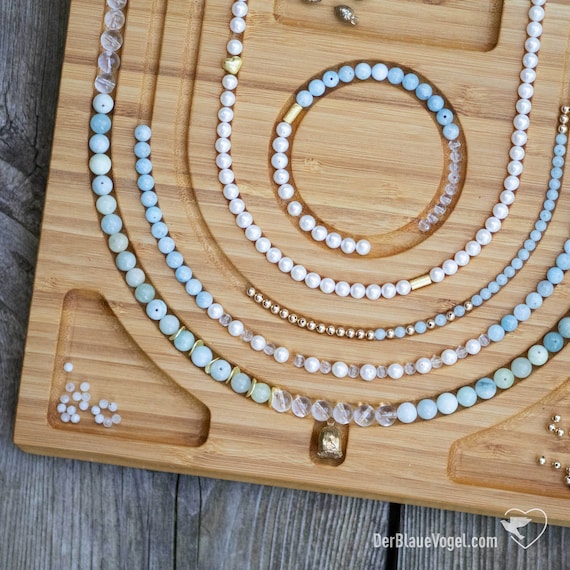 Wood Combo Beading Board for Necklaces, Bracelets and Other Jewelry Design  Two Groove Sizes Necklaces From 40-76 Cm 15,7 to 30 Inches -  Hong Kong