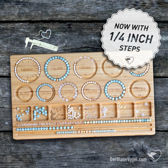 1/4 INCH STEPS Bracelet Wooden Bead Board With 11 Serrations for Bracelets  & Short Necklaces From 6 to 9.5 Inches Centerline Bracelet Board 