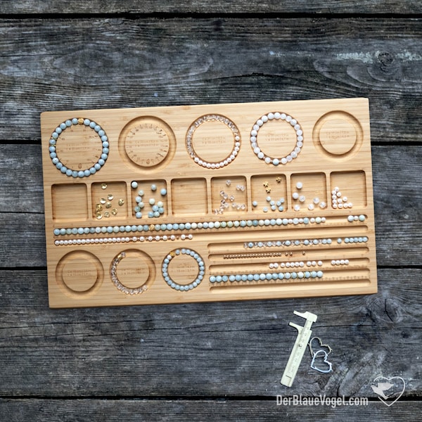 ÉTAPES CM | Planche à perles pour bracelet 4 en bois avec rainures pour bracelets et chaînes courtes (13-43 cm) | Conseil de bijoux, conseil de bracelet, conseil de chaîne