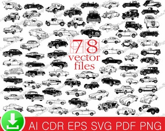 78 Retro cars svg,png,eps,Retro vehicles svg,Classic car prints,Vehicle svg,Vintage cars digital pack,Digital clipart,digital download P017
